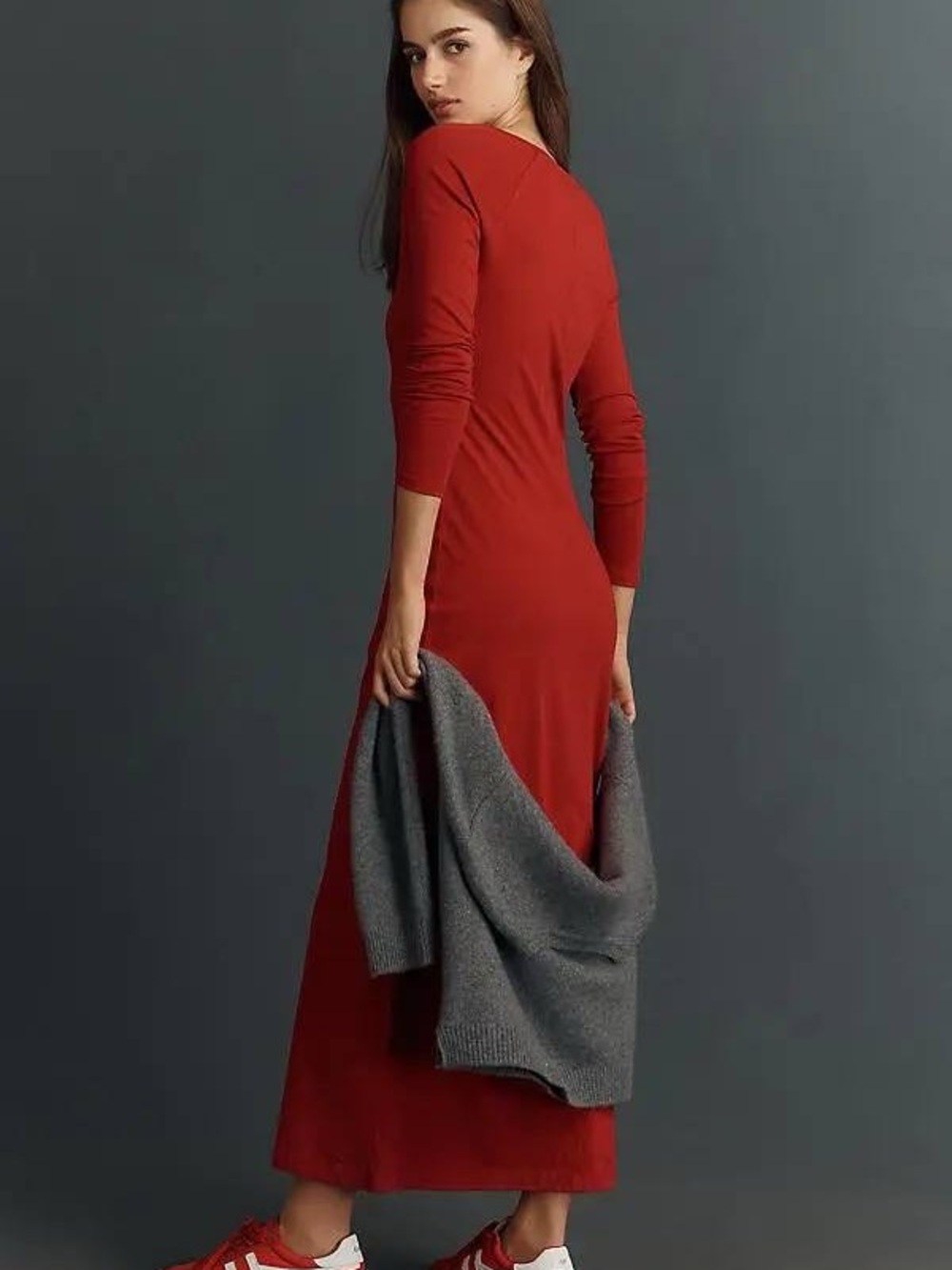 L*Space Women Red Henley Maxi Dress Long Sleeve Button Front Size S NWT - Picture 4 of 10